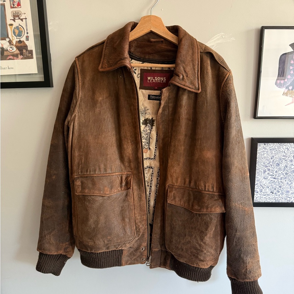 Wilsons Genuine Leather Bomber Jacket with Thinsulate lining